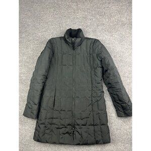 Kenneth Cole Reaction Down Jacket Women's M Black Long Puffer Quilted Pockets